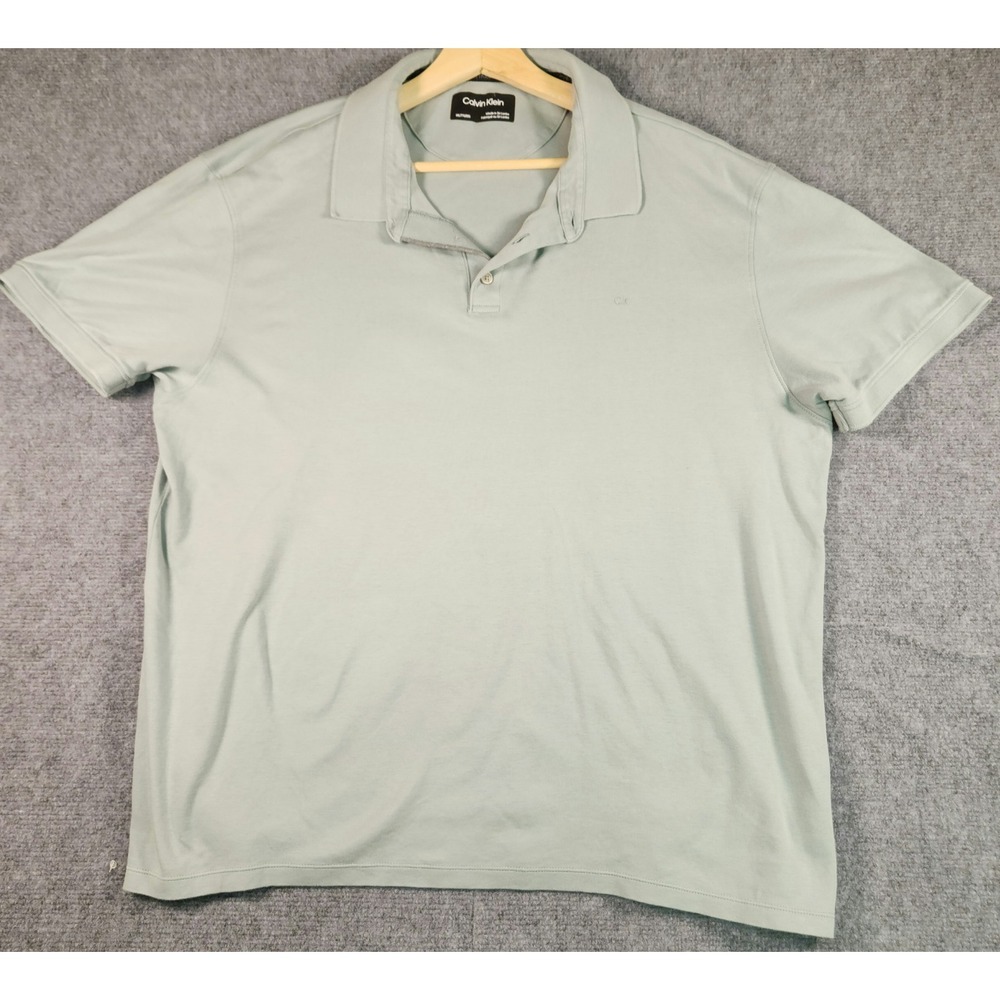 Calvin Klein Polo Shirt Mens XXL 40M6431 Sage Green Short Sleeve EUC